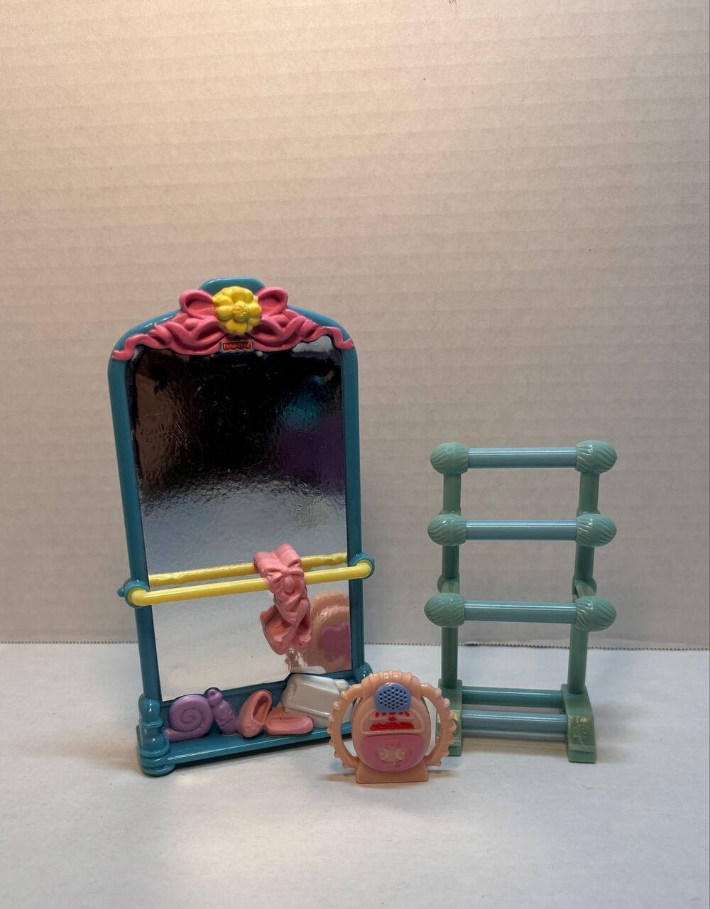 Vintage Fisher Price Loving Family Dollhouse Mirror/ Accessories